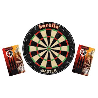 Dartboard Karella Master im Set inklusive 2 Satz Karella Steeldarts und Karella Abwurflinie