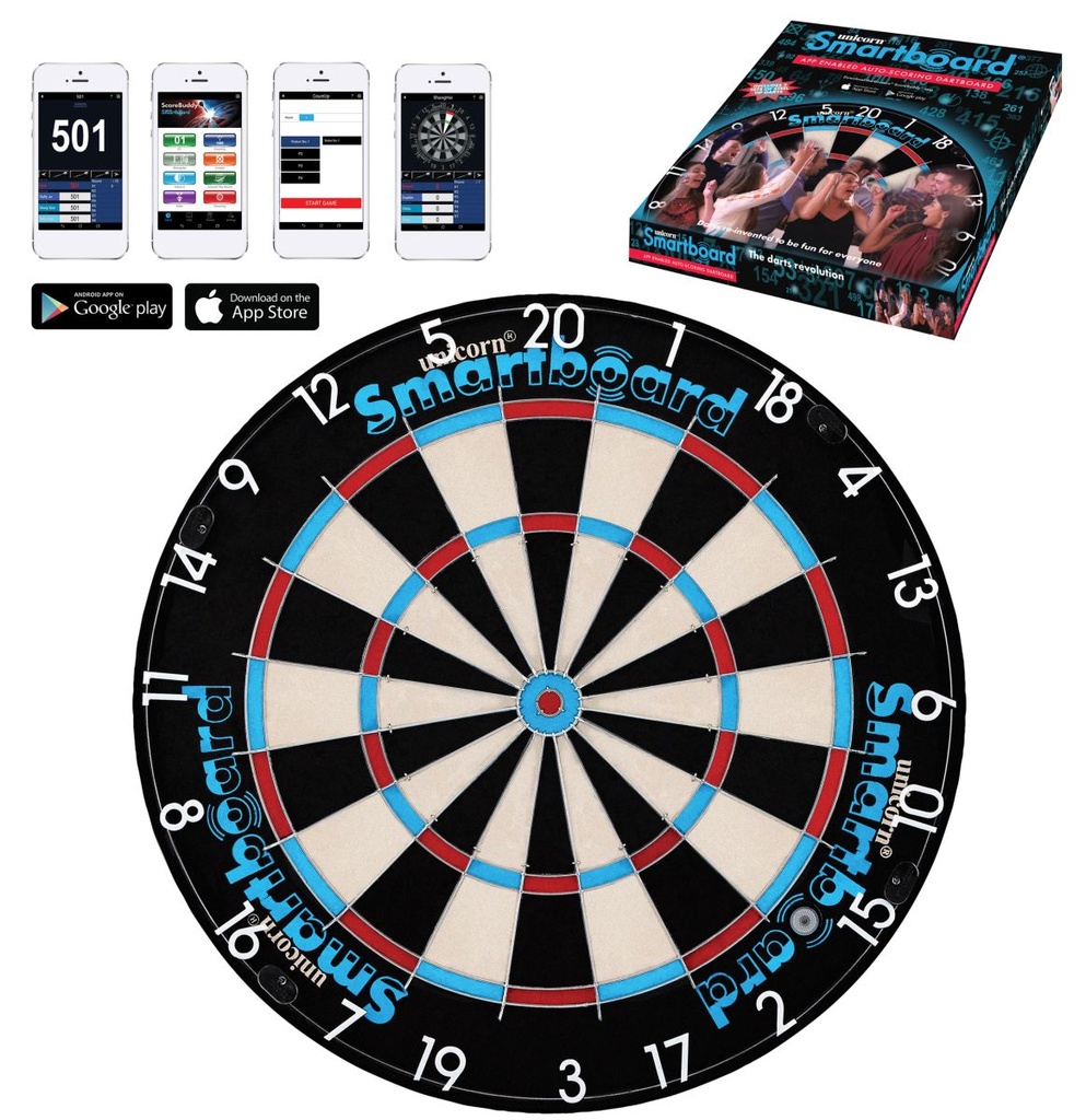 [79700] Unicorn Smartboard Bristle, Bluetooth Dartboard, App kompatible Dartscheibe