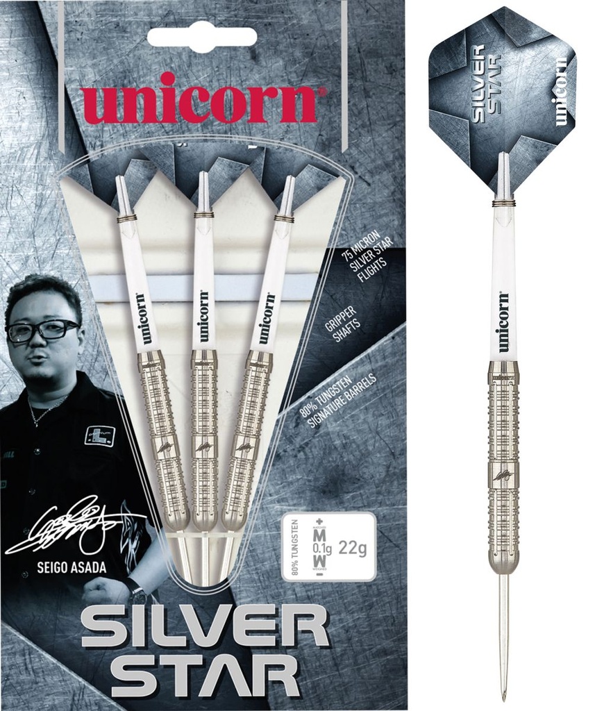 [08806] Unicorn Seigo Asada Silver Star Steel Darts (22 Gr.)