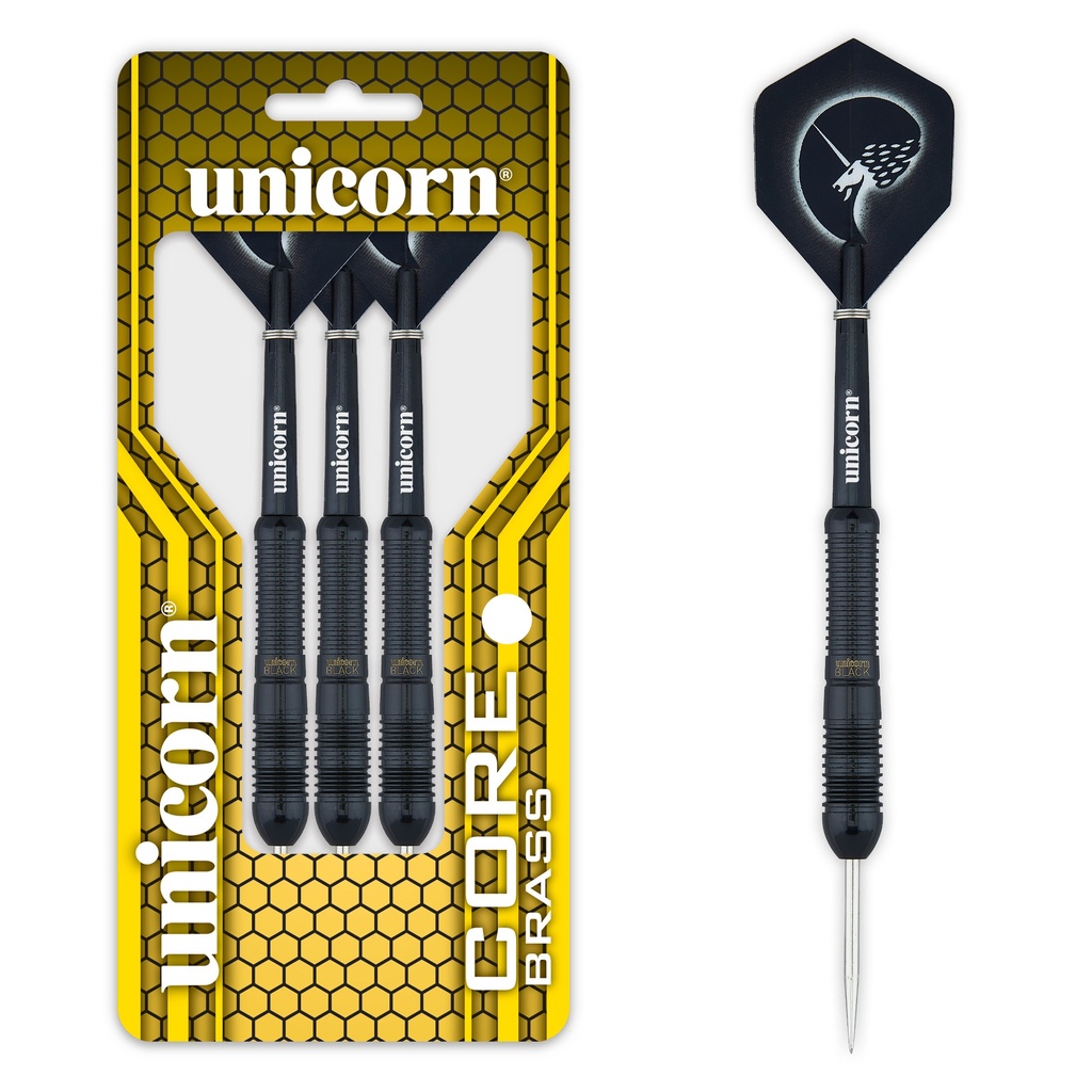 [08674] Unicorn Core Black Brass 2 Steel Darts (22 Gr.)