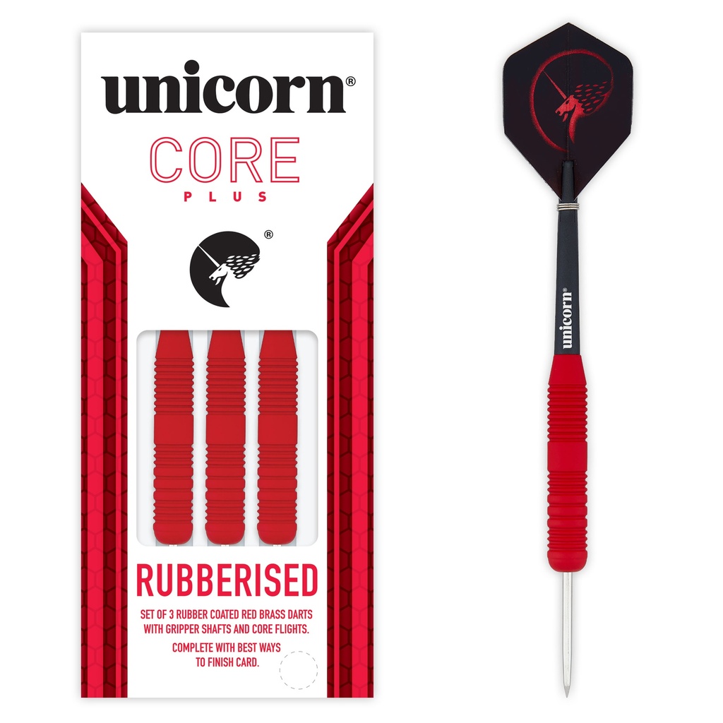 [08655] Unicorn Core Plus Rubberised Red Steel Darts (25 Gr.)