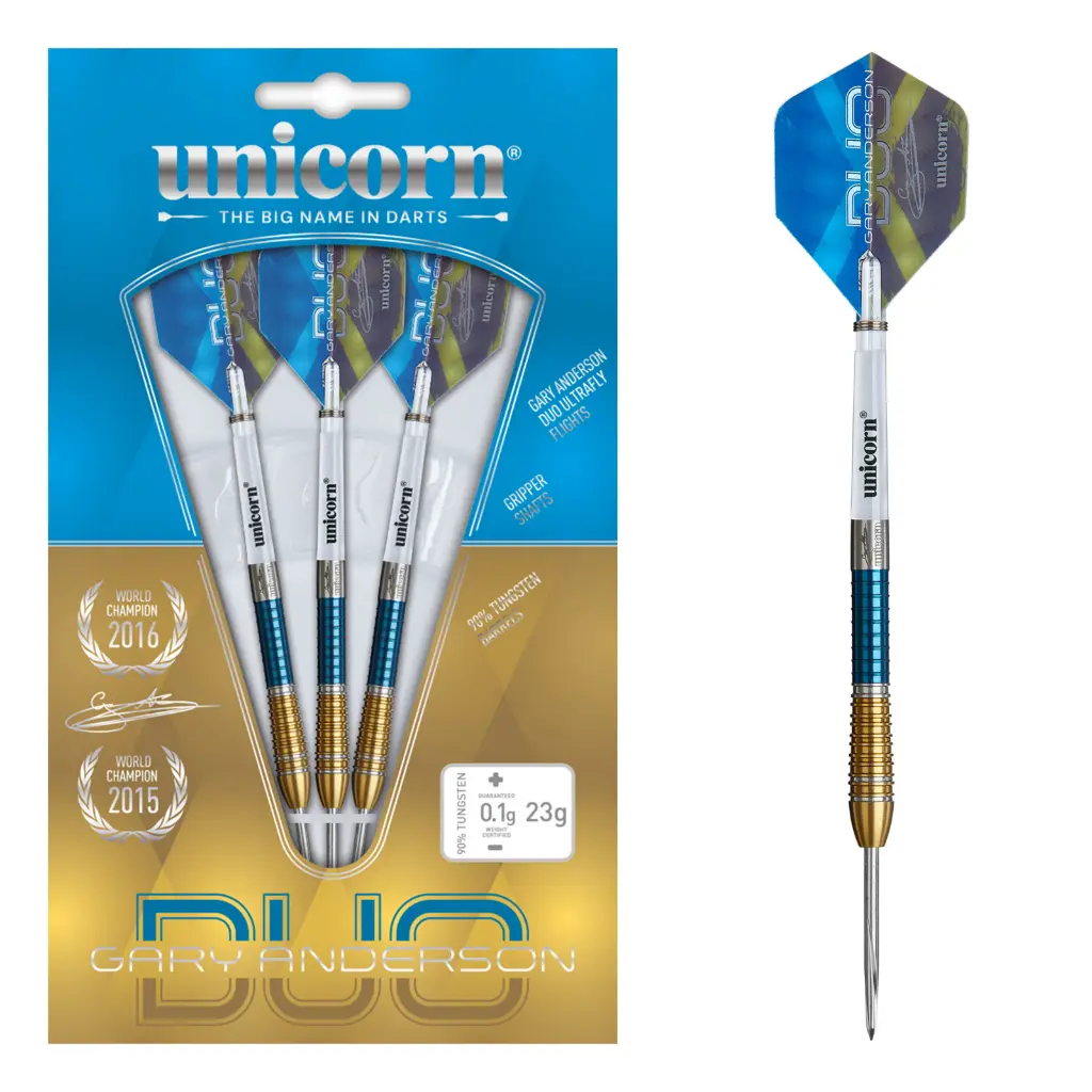 [29822] Unicorn Gary Anderson Phase 6 Duo 21g - 25g Steel Darts 90% Tungsten (22 Gr.)